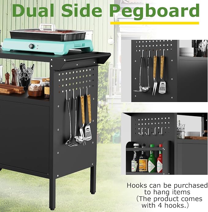 Outdoor Grill Table, Metal Grill Cart - Image 5