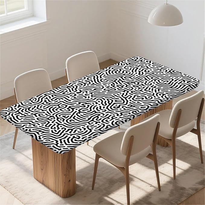 Rectangle Table Cloth Cover Waterproof Elastic Fitted Polyester Fitted - Image 6