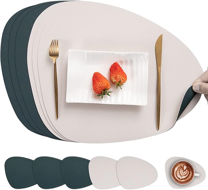 Myir JUN Placemats, Dual-Sided Placemats Waterproof Faux Leather Placemats Set by MyirJUN