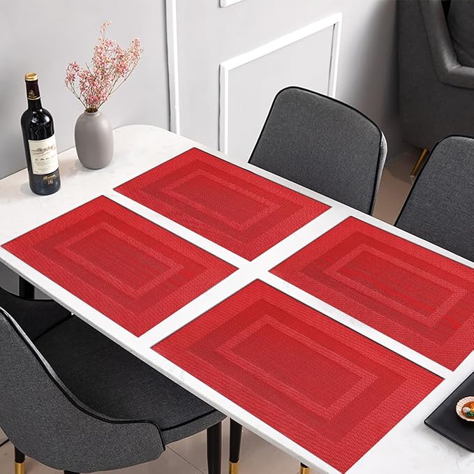 PIGCHCY Placemats, Washable Vinyl Woven Table Mats, Elegant Durable Placemats - Image 5