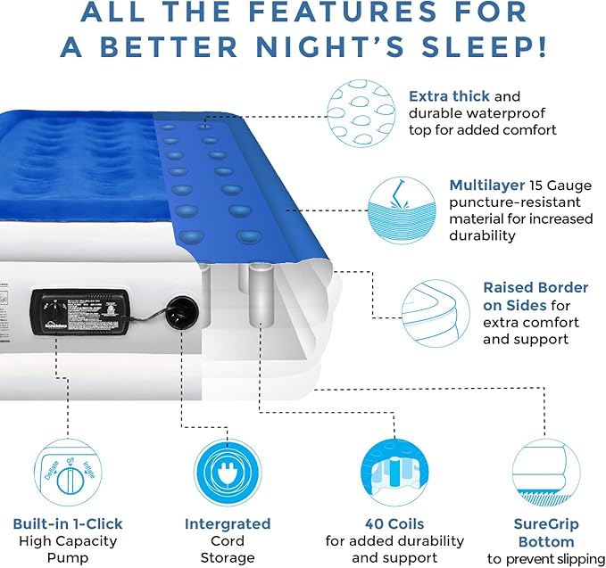 SoundAsleep Products Dream Series Luxury Air Mattress, ComfortCoil Technology - Image 6