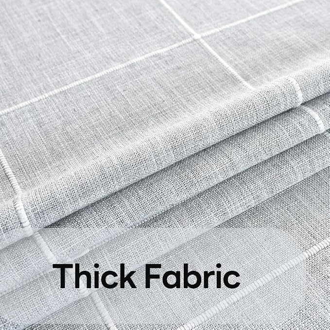 Farmhouse Table Cloth for Rectangle Tables Gray Plaid Boho Tablecloth Heavy - Image 2