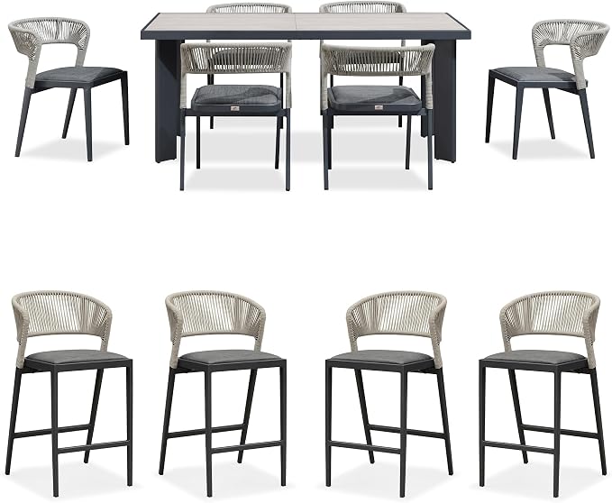 PURPLE LEAF 7 Pieces Outdoor Dining Set Patio Table and Chairs Set Aluminum by PURPLELEAF