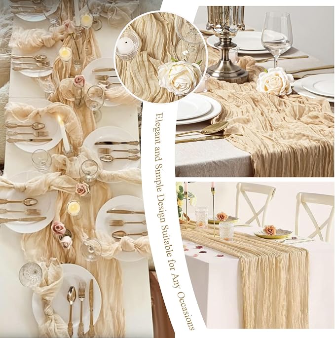 8 Packs Cheesecloth Table Runner 10FT Long Boho Gauze Fabric Table Runner - Image 7