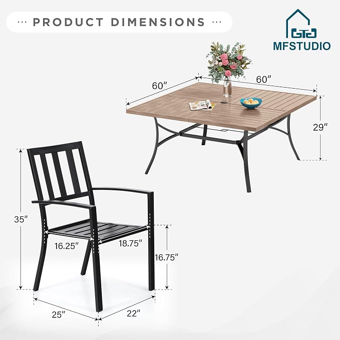MFSTUDIO Outdoor Dining Set for 8, Patio Table and Chairs Set - Image 9