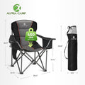 Black Camping Chair with Cooler Bag and 500 lb Capacity