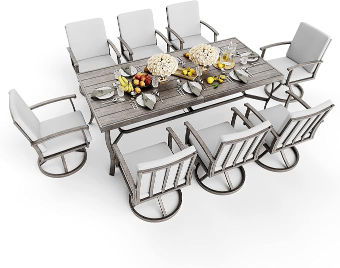 HAPPATIO Aluminum 9 Piece Patio Dining Set, Outdoor Swivel Dining Chairs and - Image 3