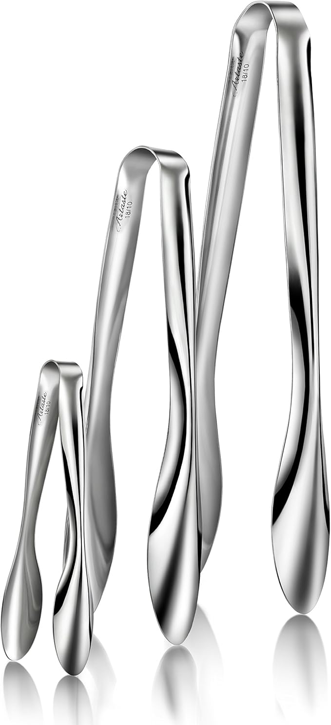 Utility Tongs, 3-Piece Stainless Steel Set in 6, 9 and 12 Inch