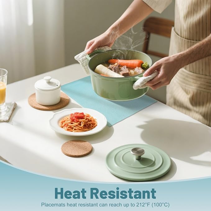 Placemats Set of 6，Non-Slip PVC Weave Table Mats Easy to Clean，Heat Resistant - Image 4