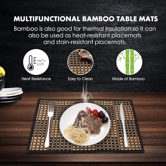 Placemats Set of 4 for Dining Table, Bamboo Place Mats for Kitchen Table Decor - Image 4