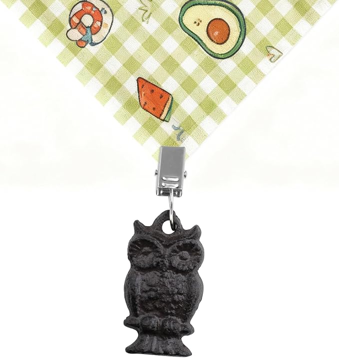 Black Cast Iron Antique Owl Tablecloth Weights Clip on Set of 8, Heavy Duty - Image 6