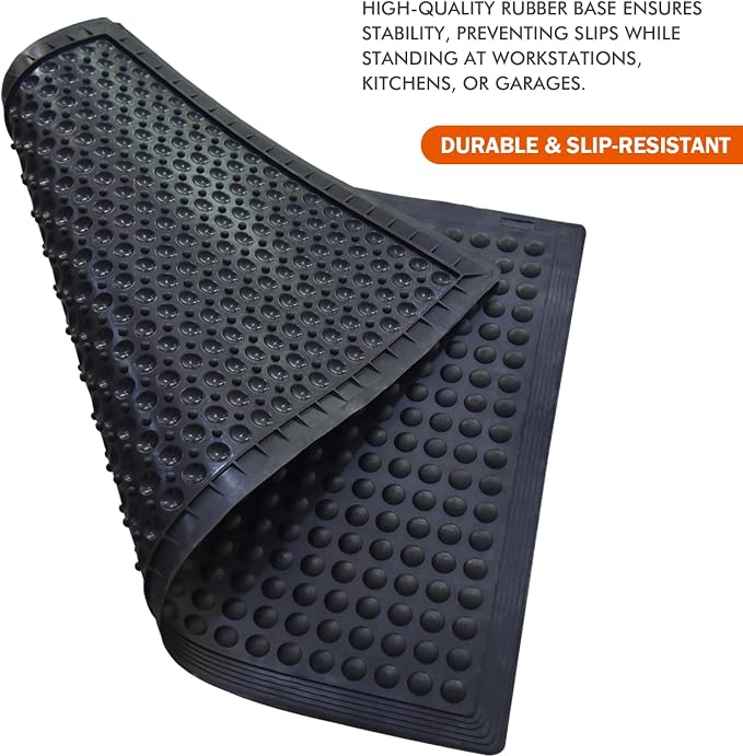 Black Rubber Bubble Anti-Fatigue Workplace Mat, Non-Slip Comfort Standing Floor - Image 5