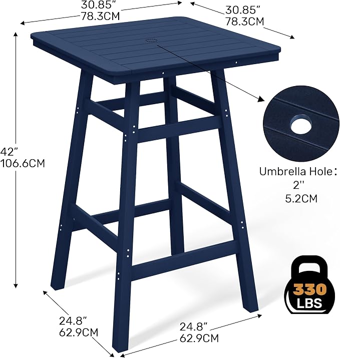 Costaelm Outdoor Bar Table, Patio Bistro Dining Pub Table - Image 3