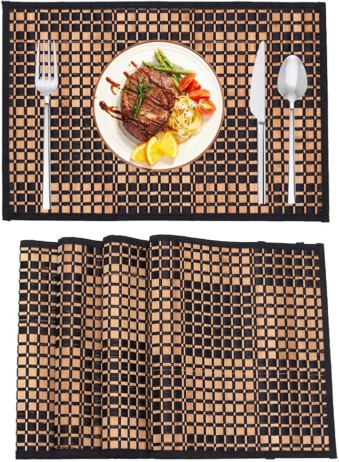 Bamboo Placemats Set of 4, Woven Table Mats - Image 2