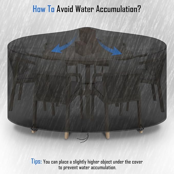 Round Patio Furniture Covers Waterproof, 84 Inch Outdoor High Round Table Cover - Image 6