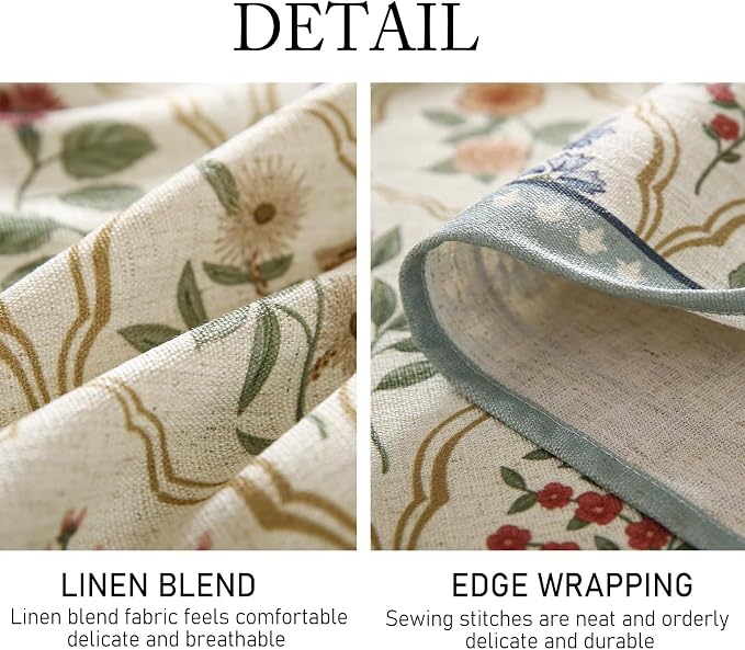 ISAENNE Designer Linen Tablecloth Rectangular, Western Colorful Floral Indoor - Image 6