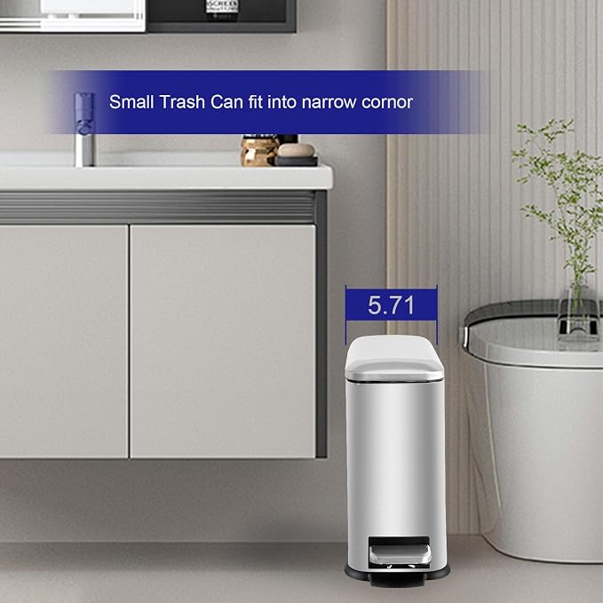 Bathroom Trash Can，5L/1.3 Gallon Trash Can - Image 2