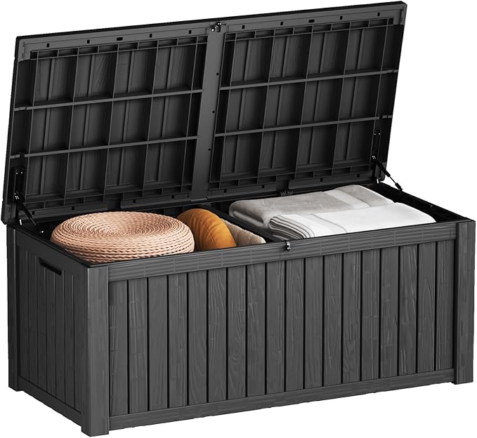 Outdoor Storage Box Waterproof Large, 180 Gallon Lockable Resin Deck Box by Decksplore%E2%80%94BuiltforOutdoor