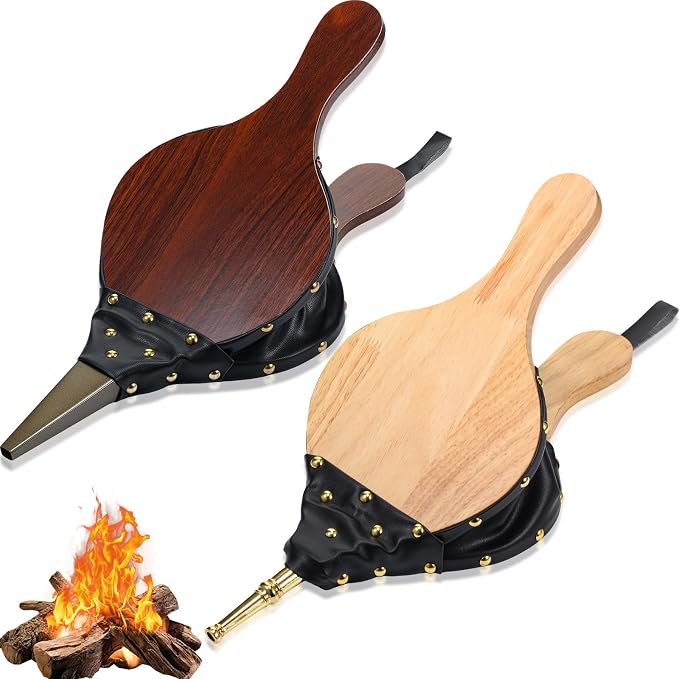 Barydat 2 Pcs Fireplace Bellows Hand Large Wood Air Blower Cast Nozzle Outdoor by home