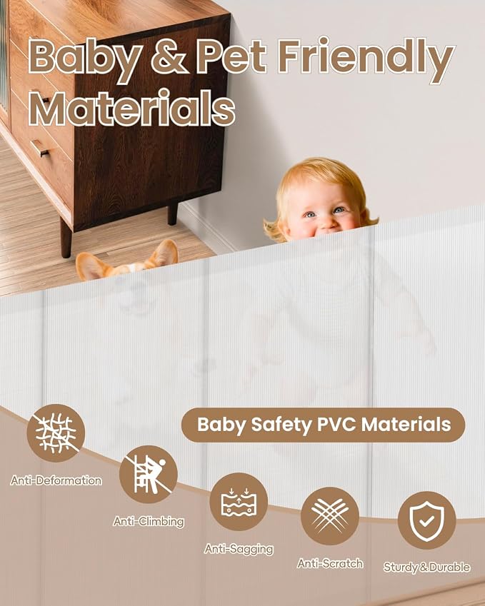 Retractable Baby Gate, Prevents Kids & Dogs from Crawling Under, Indoor/Outdoor - Image 2