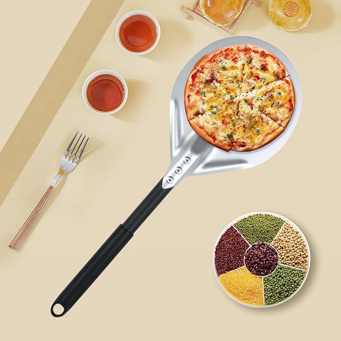 Perforated Pizza Peels 6 INCH pizza spatula paddle Long Handle Metal Pizza - Image 7