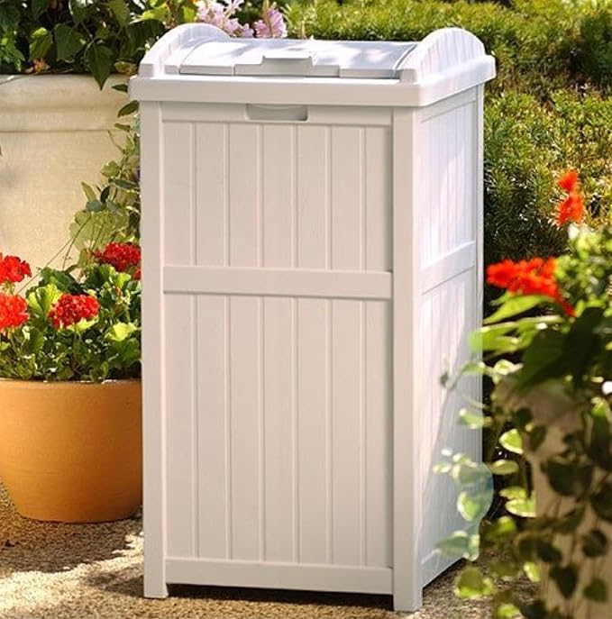 Suncast 33 Gallon Trash Hideaway Easy Assembly Durable Plastic Garbage Container - Image 8