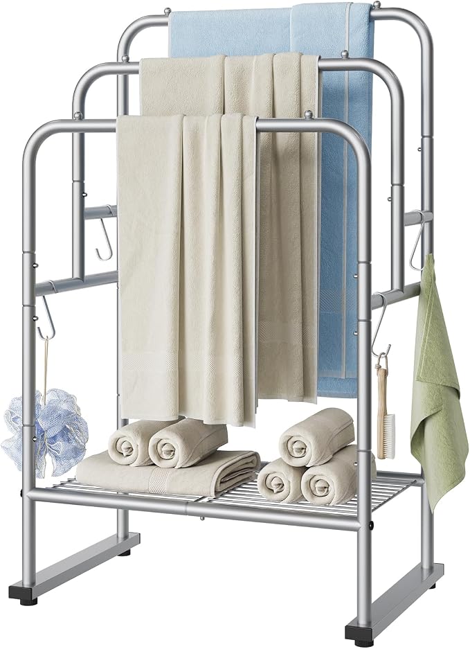 ELYKEN 40'' Tall Standing Towel Racks, 3 Tier Towel Drying Rack Outdoor by ELYKEN