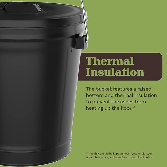 Ash Bucket - 4.75-Gallon Metal Bucket - Heat Resistant Fireplace Tools by Pure - Image 6