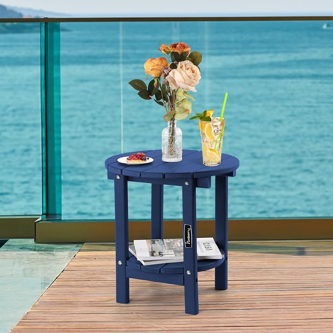 FUNBERRY Outdoor Adirondack Side Table Set of 2, 2-Tier Patio End Tables - Image 2