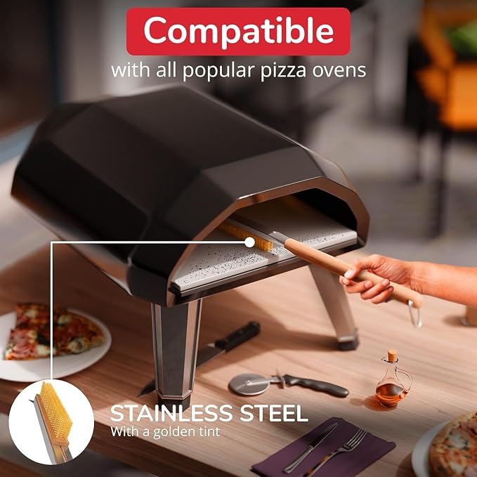 22” Pizza Oven Brush with Stone Scraper - Image 3