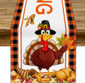 Happy Thanksgiving Table Runner, Autumn Pumpkin Maple Leaves Turkey Print Fall by JanJCurt