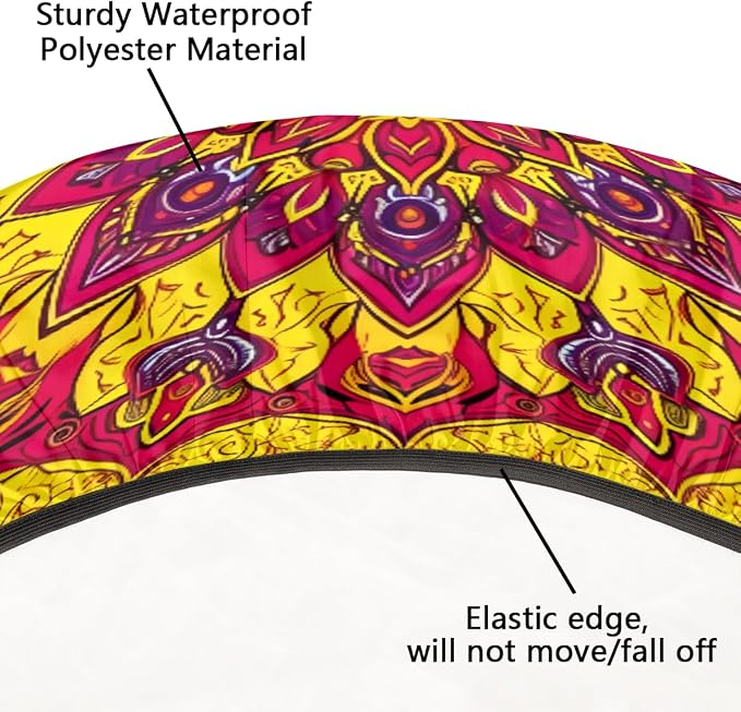 Floral Mandala Vintage Round Table Cloth Cover, Elastic Edge Waterproof - Image 5