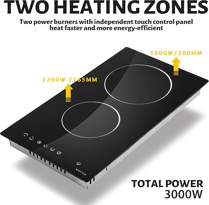 Noxton 2 Burner Electric Cooktop 12 Inch, Built-in Electric Radiant Ceramic - Image 9
