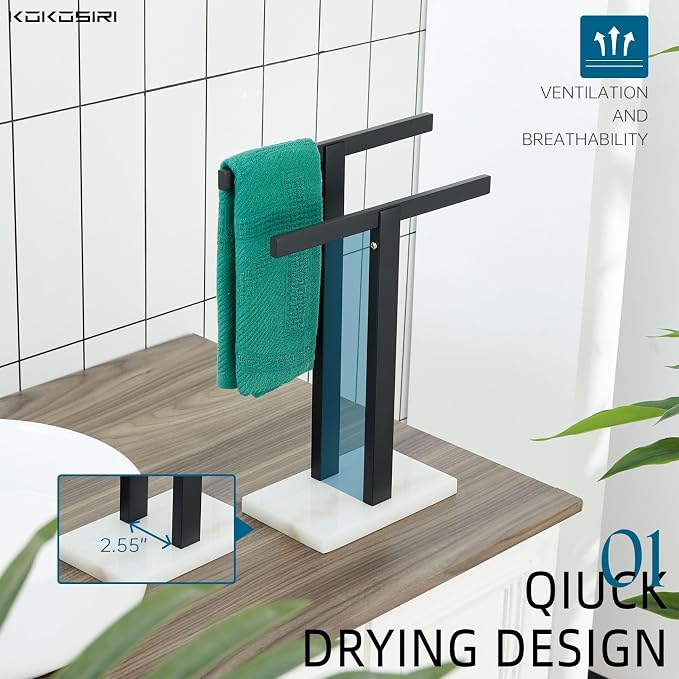 KOKOSIRI Hand Towel Bars Matte Black Towel Racks - Image 4