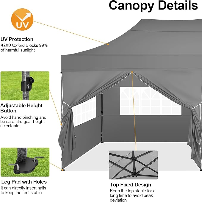 COBIZI 10x20 Pop up Canopy Tent 10x20 Canopy - Image 4