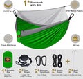 Double Travel Hammock with Mosquito Net, Parachute Nylon, Green