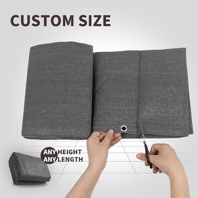 LOVE STORY Custom Size 3.3'x26' Dark Grey Balcony Privacy Screen, UV Block - Image 2