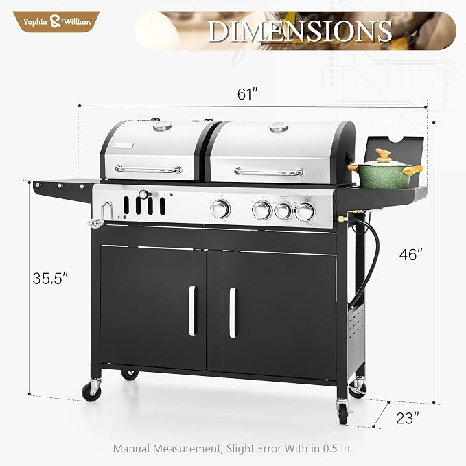 Sophia & William Charcoal and Propane Gas Grill Combo - Image 6