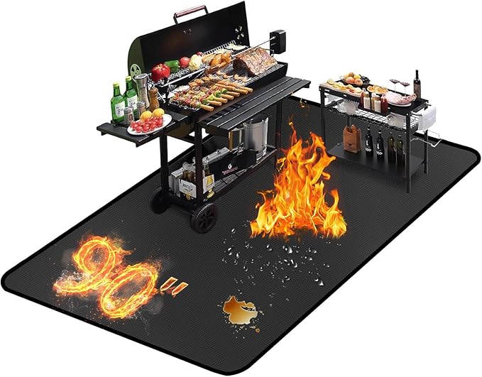 Grill Floor Mat 90 x 52 Inch Fiberglass Silicone-Coated