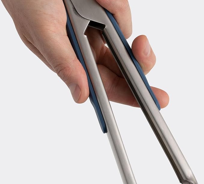 Tongs, 13 Inch Stainless Steel with Silicone Tips and Scalloped Edges