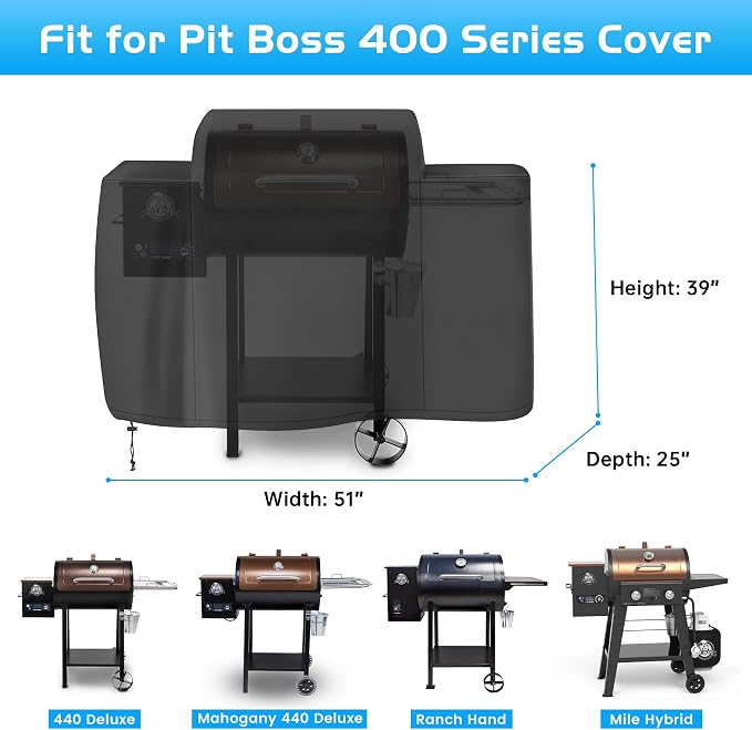 Grill Cover for Pit Boss 440 Deluxe Wood Pellet 440D2 440D 456D 456D3 440TGR1 - Image 5