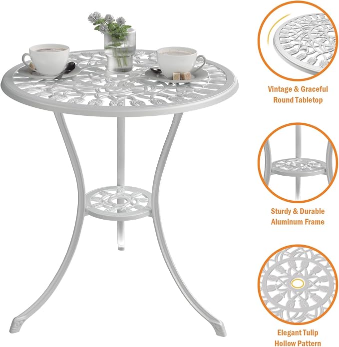 Outdoor Bistro Table and Chairs Set of 2, 3 Piece Patio Bistro Set w/Umbrella - Image 3