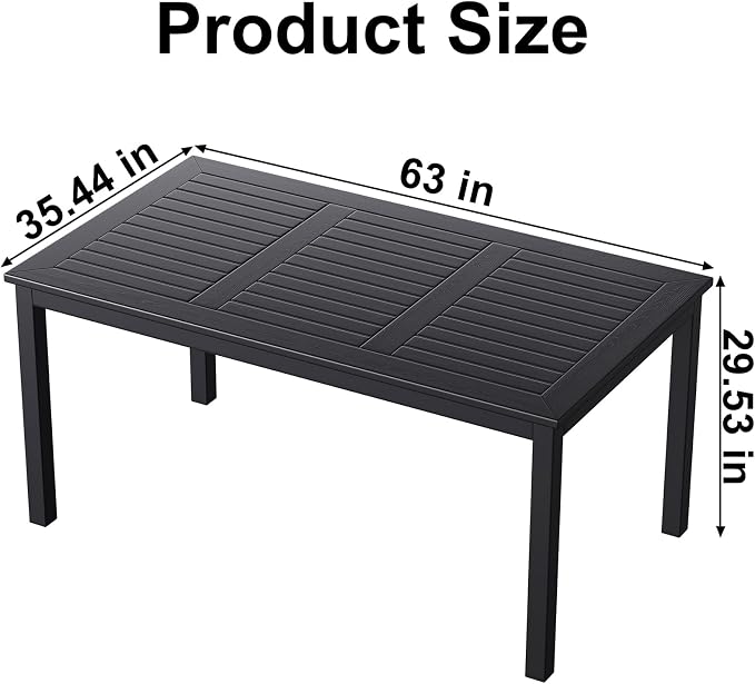 ZZV Outdoor Dining Table for 6-Person Rectangle Indoor Outdoor Table - Image 2