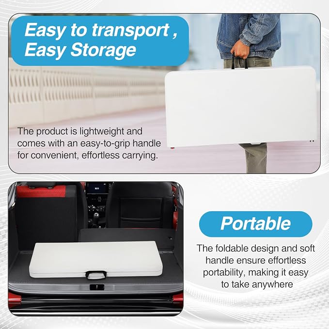 FDW 34" Folding Card Table Plastic Table Portable Square Height Dining Table - Image 7