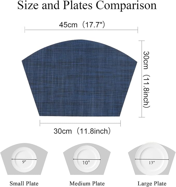 SHACOS Small Round Table Placemats Wedge Placemat Set of 4 Non Slip Heat - Image 2