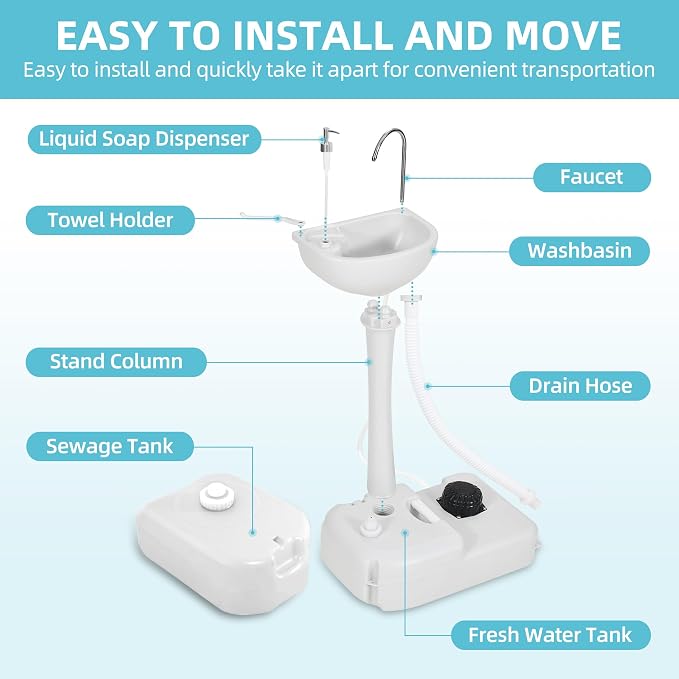 YITAMOTOR Portable Sink 17L Camping Hand Washing Station - Image 4
