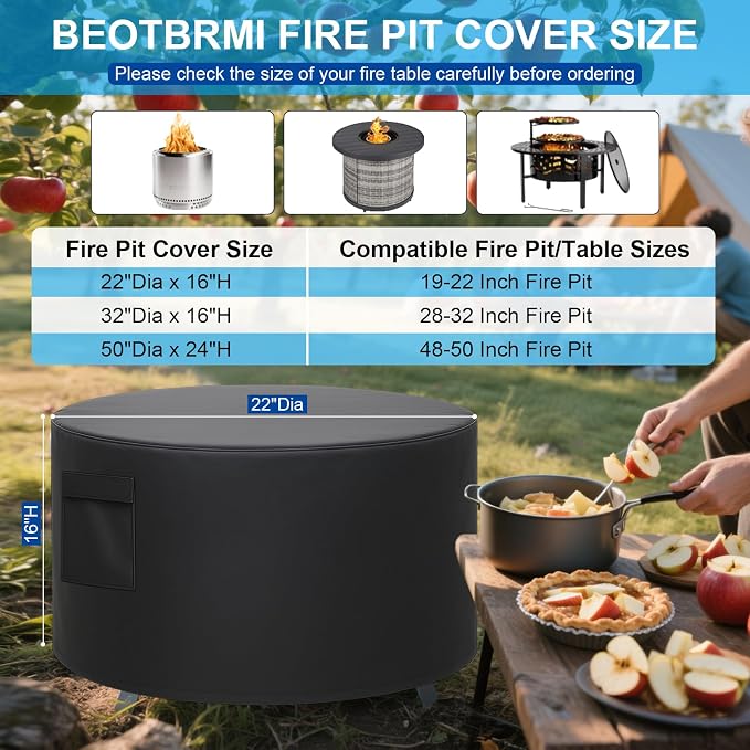 Fire Pit Cover, Upgraded Cover for Smokeless Fire Pit, Waterproof & UV Resistant - Image 2