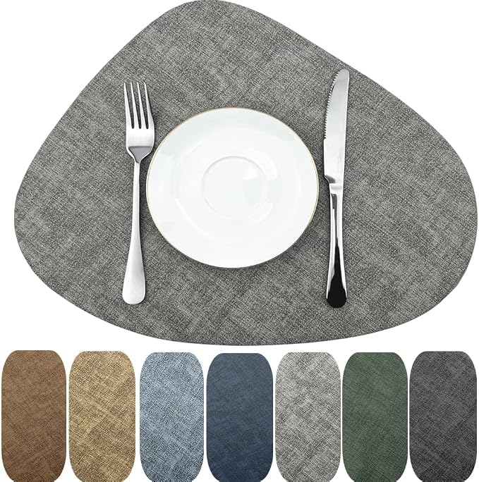 WAZAIGUR Washable Wipeable Waterproof Heat Resistant Faux Leather Placemats Set by WAZAIGUR