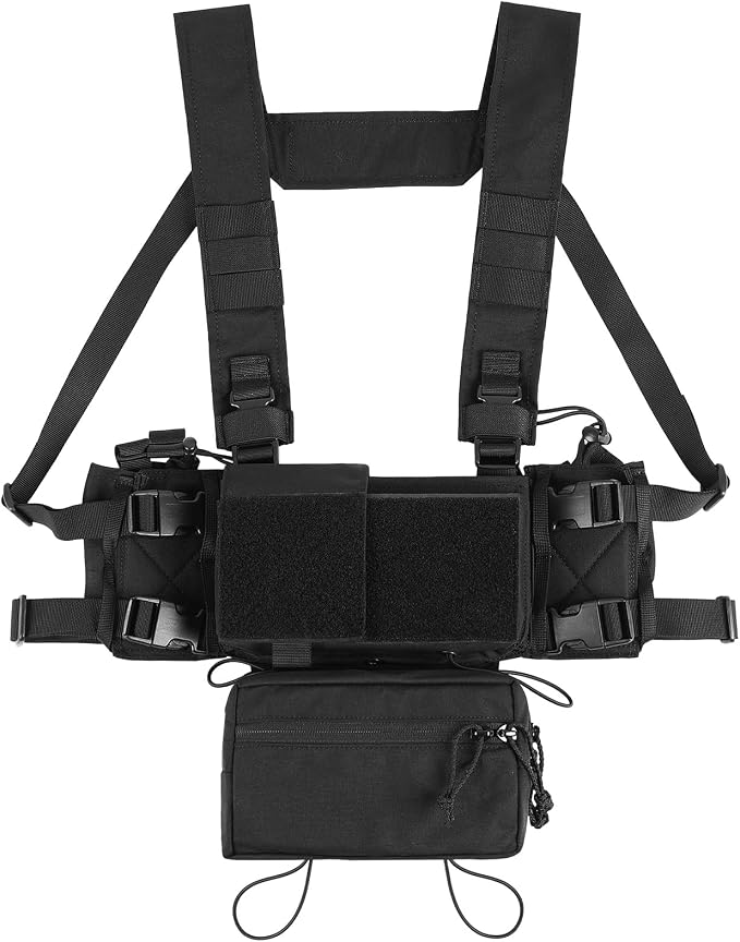 Tactical Chest Rig, MOLLE Compatible Plate Carrier System, 5.56/7.62 Mag Pouches by VOTAGOO