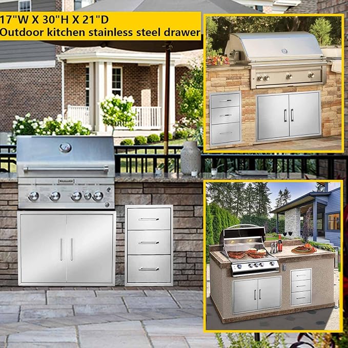 TIANAI Outdoor Kitchen Double Drawer w/Paper Towel Holder Combo Works - Image 2